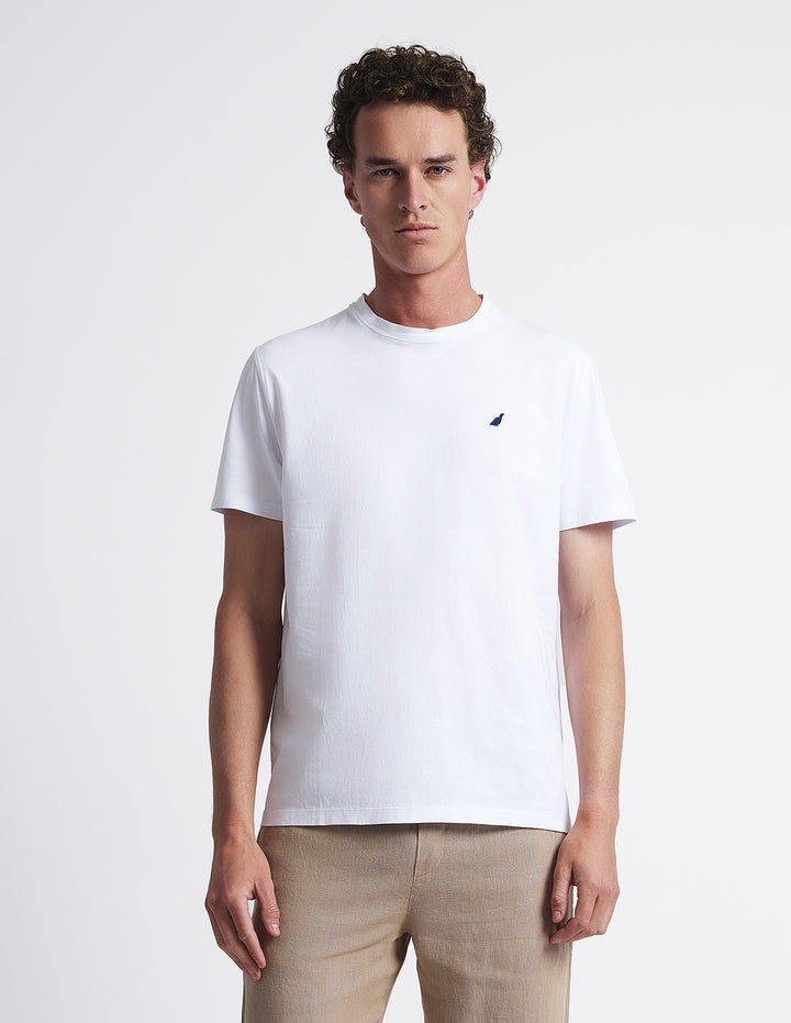 Camiseta lavada perdiz bordada Blanco