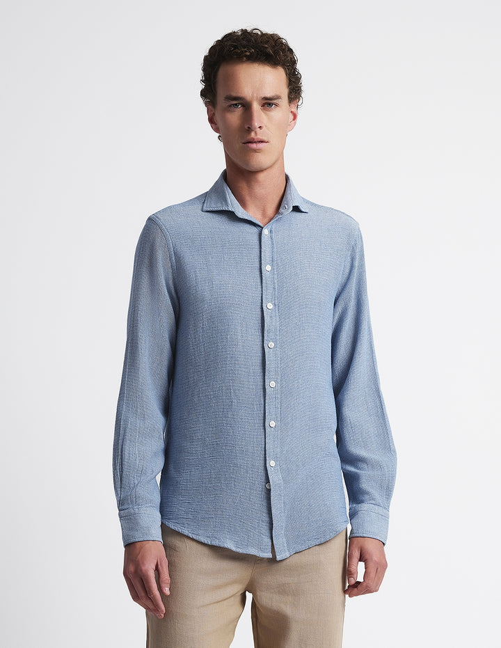 Camisa sport denim estructura Azul