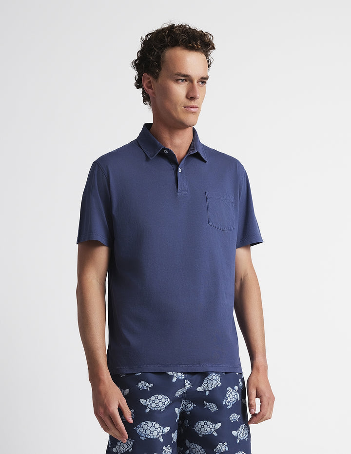 Polo jersey lavado Azul oscuro