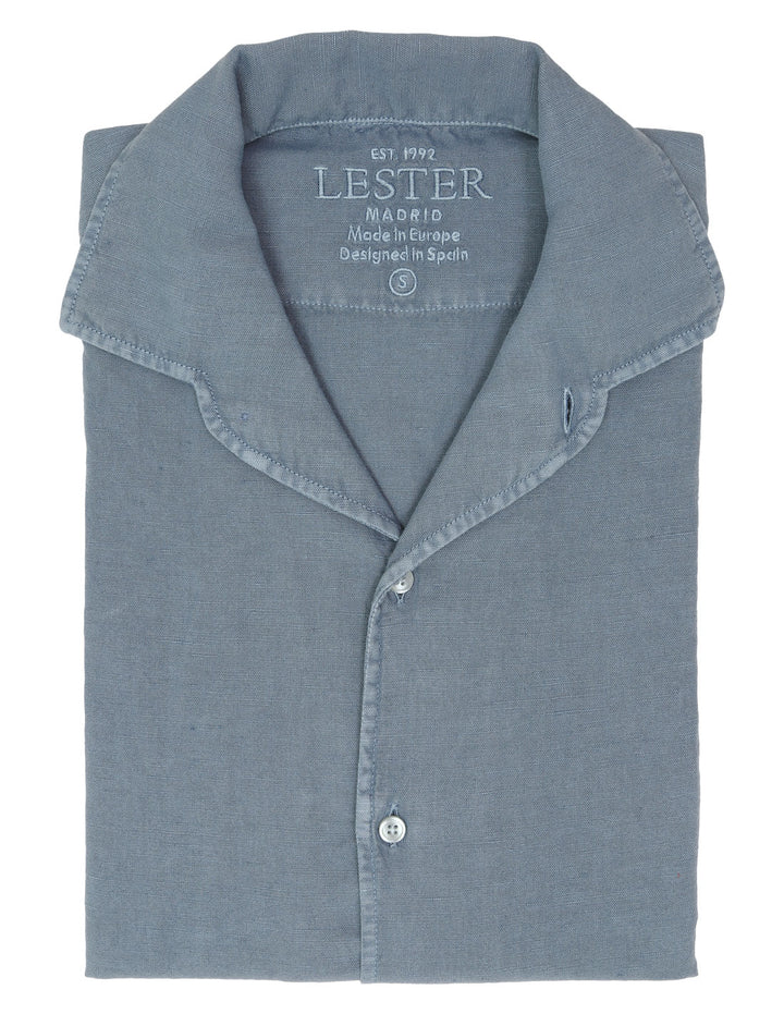 Camisa lino algodón m/c Azul oscuro