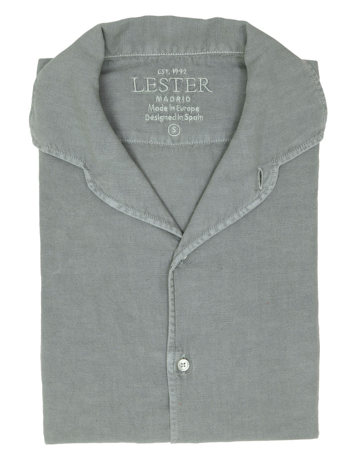 Camisa lino algodón m/c Kaki