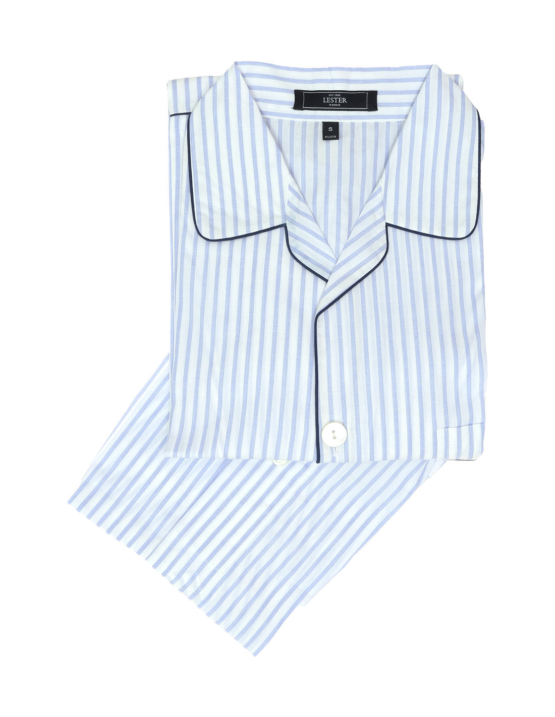 Pijama corto raya media Azul