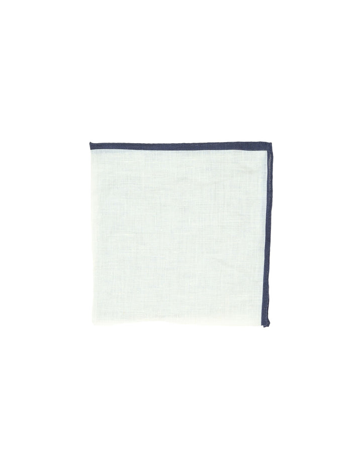 Pañuelo bolsillo lino blanco Azul