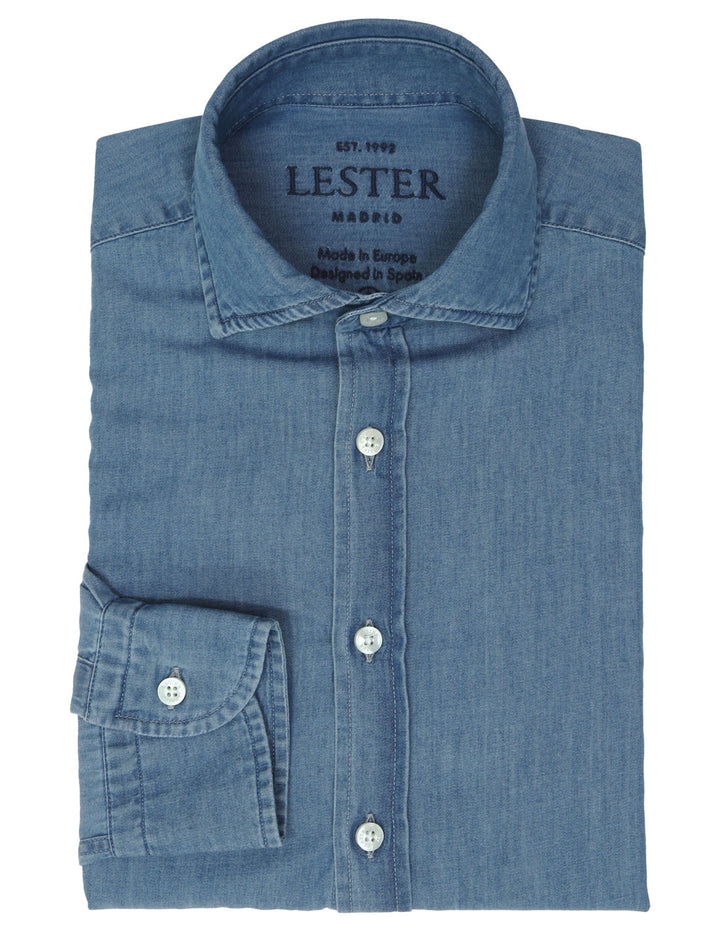 Camisa sport denim Azul