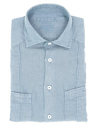 Camisa lino jaretas Azul claro