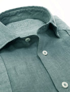 Camisa lino jaretas Verde oscuro