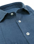 Camisa lino jaretas Azul oscuro