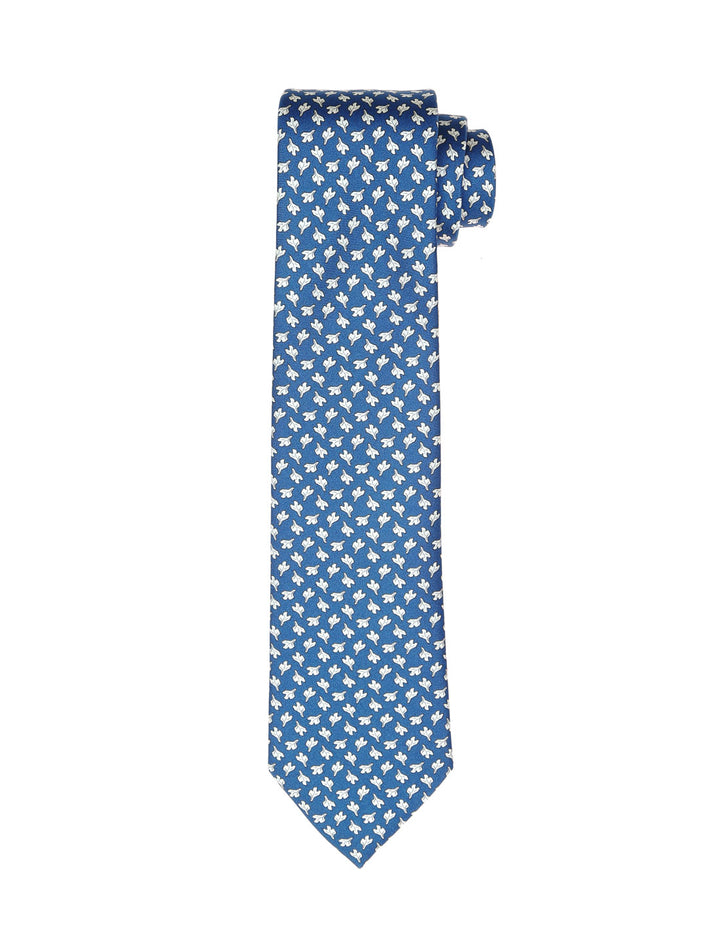 Corbata hoja grande Azul/blanco