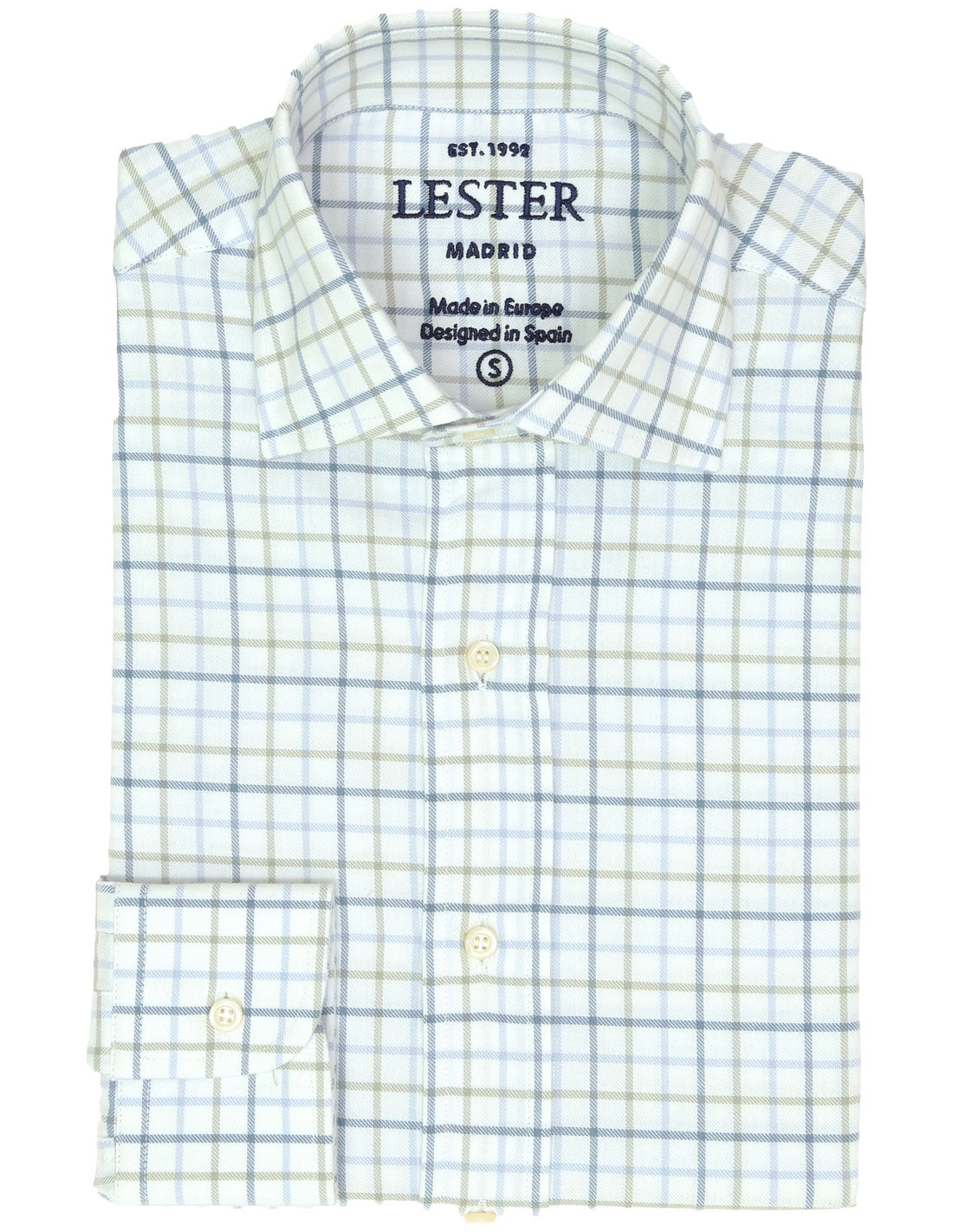 Camisa sport viela cuadro medio Azul/beige
