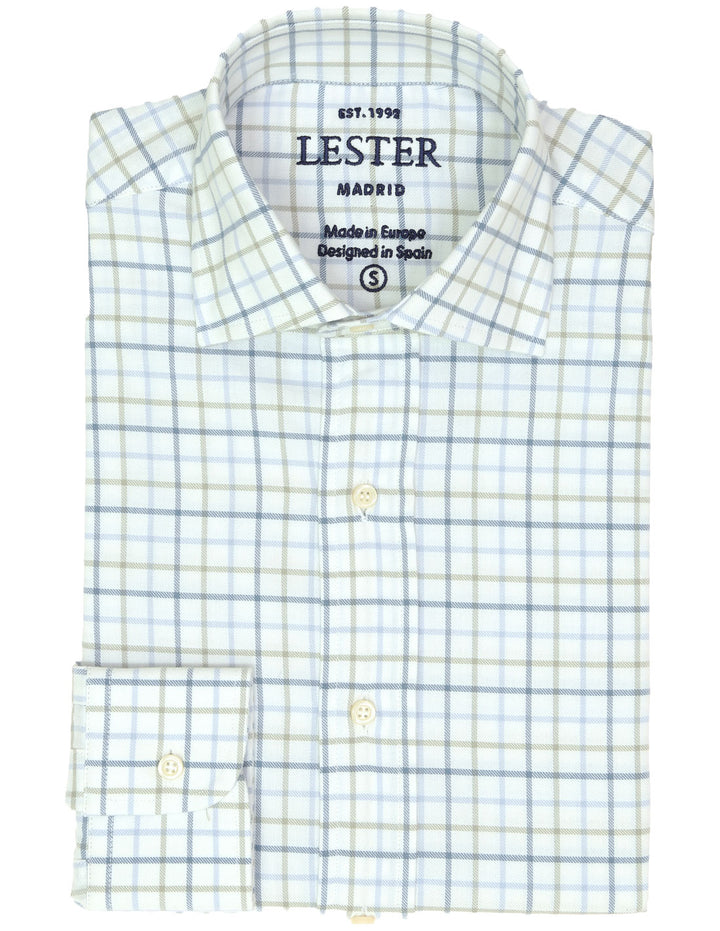 Camisa sport viela cuadro medio Azul/beige