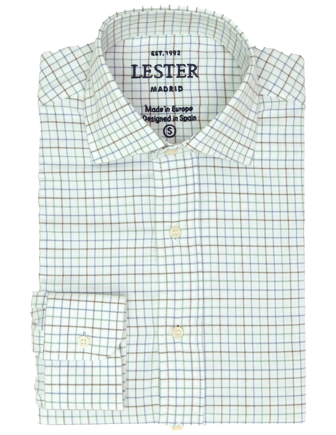 Camisa sport viela cuadro pequeño Azul/verde