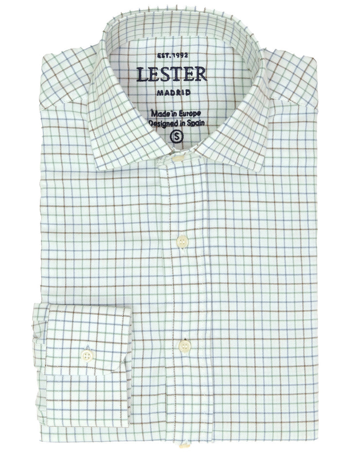 Camisa sport viela cuadro pequeño Azul/verde