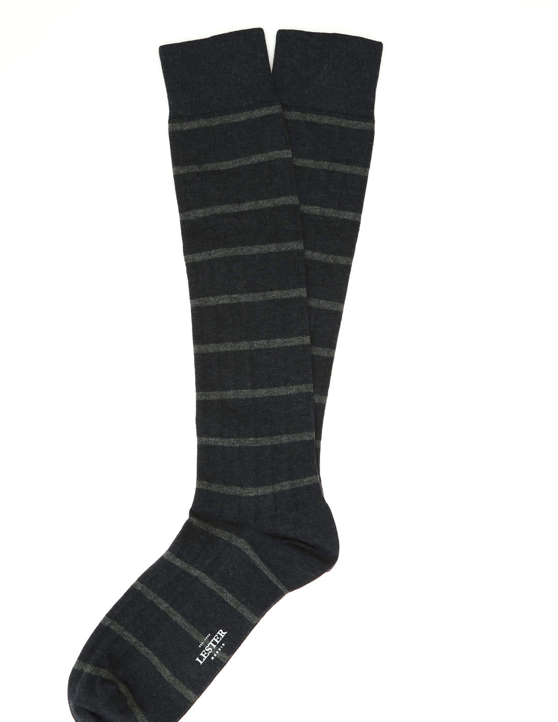 Calcetin algodón raya bicolor Azul/gris