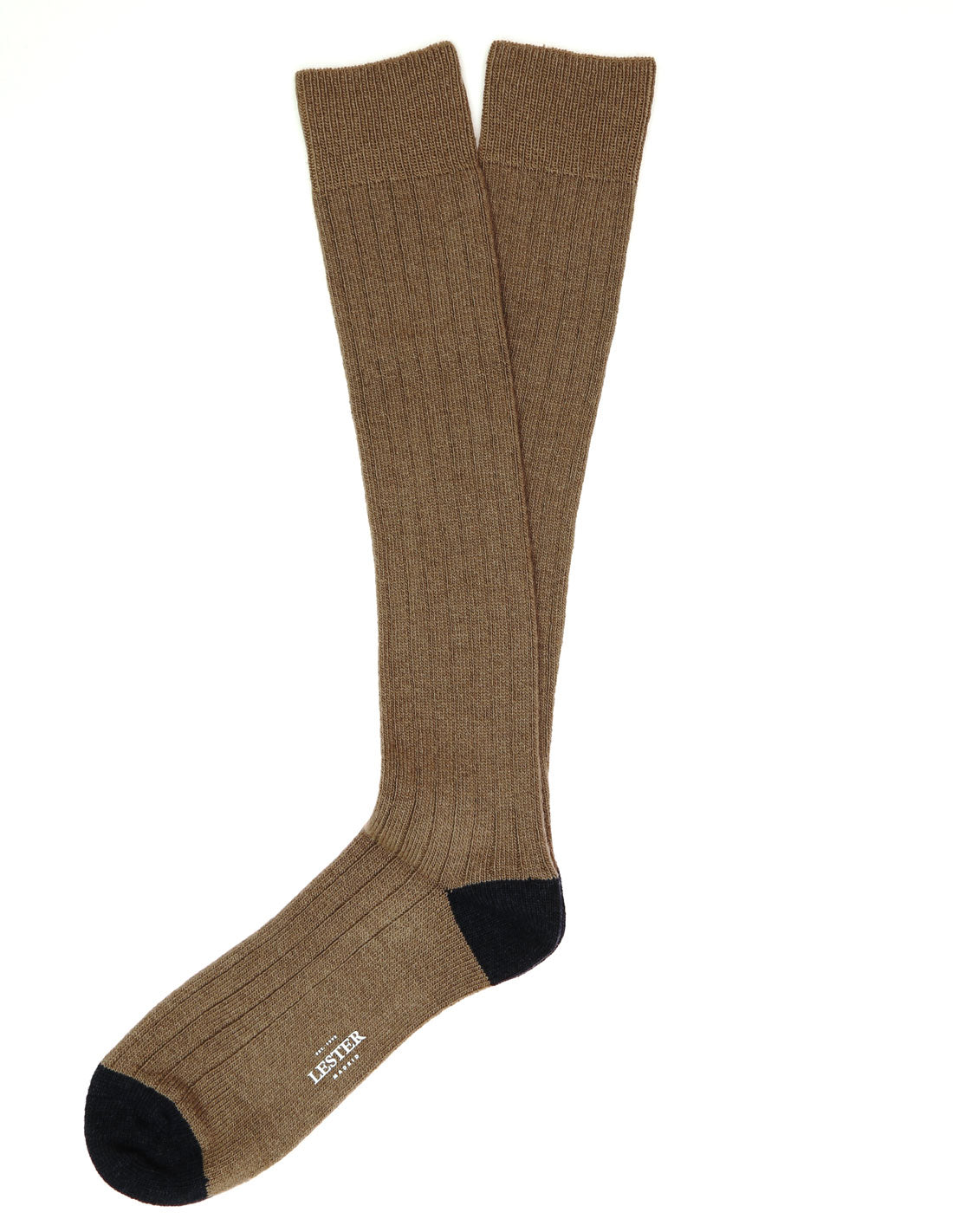 Calcetin lana cashmere liso puntera Marrón