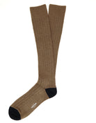 Calcetin lana cashmere liso puntera Marrón