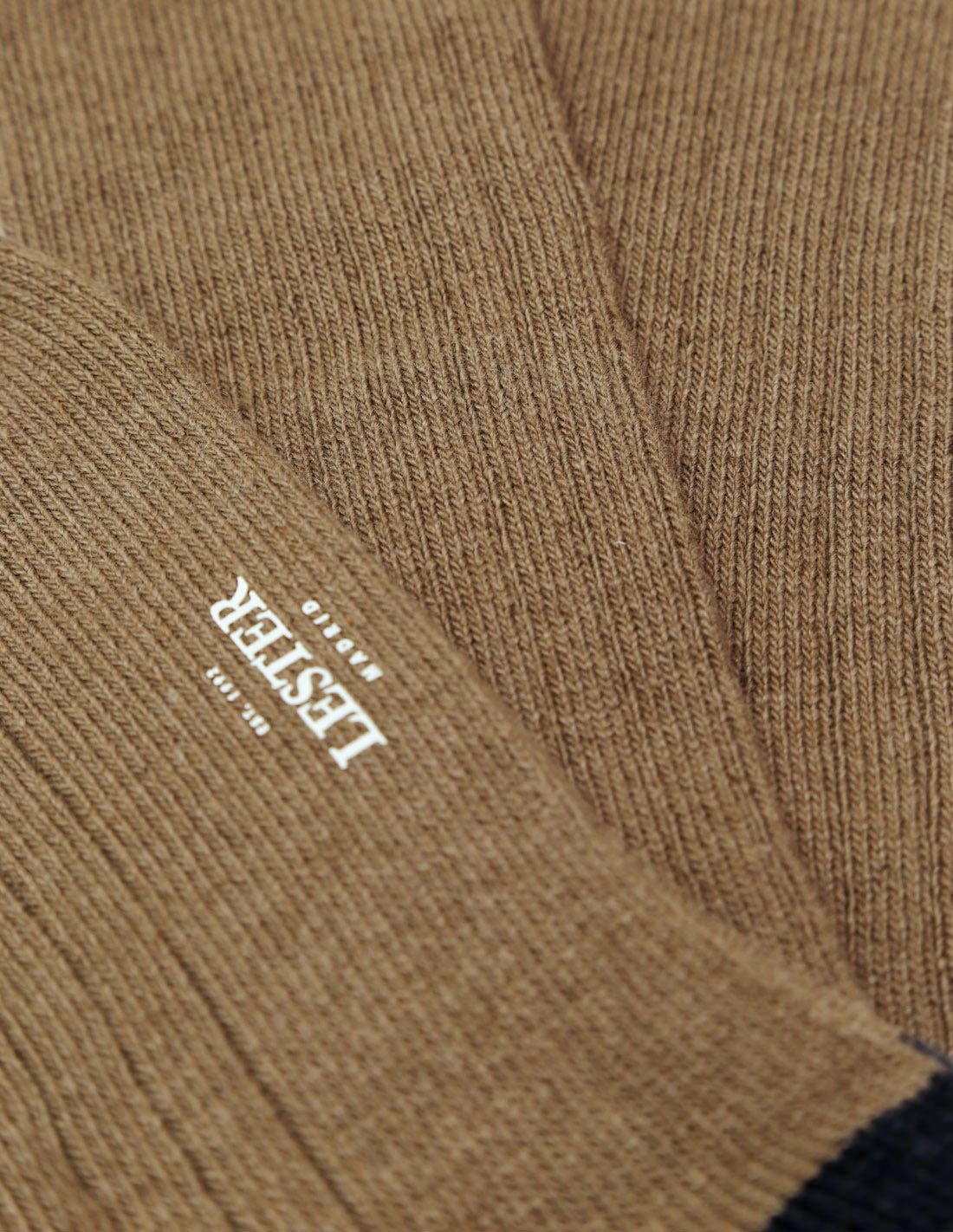 Calcetin lana cashmere liso puntera Marrón