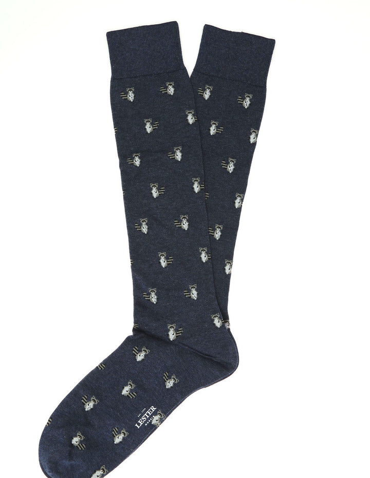 Calcetin algodón mapache Azul