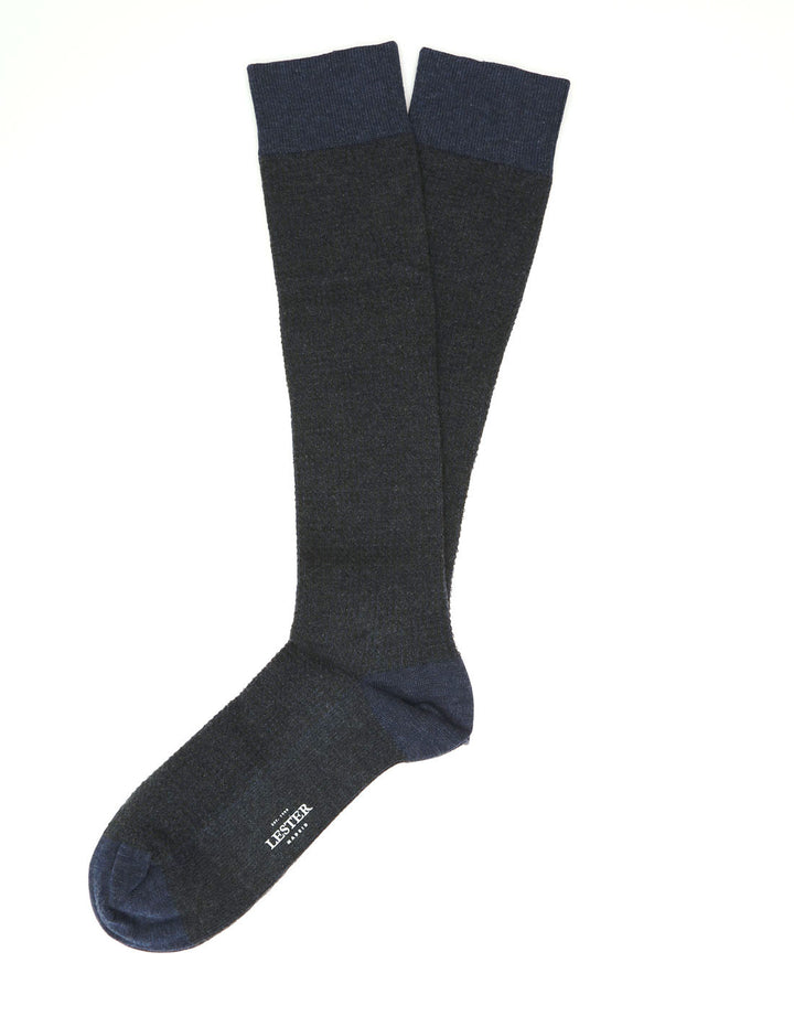 Calcetin algodón pata de gallo Azul/gris