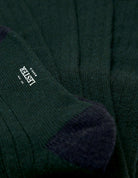 Calcetin lana cashmere liso puntera Verde botella