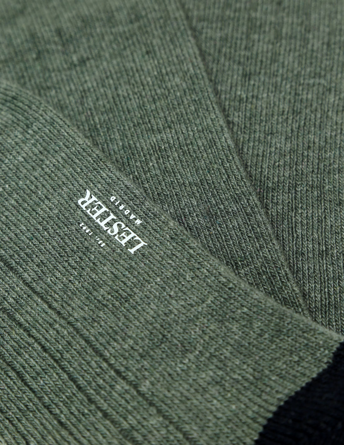 Calcetin lana cashmere liso puntera Verde medio