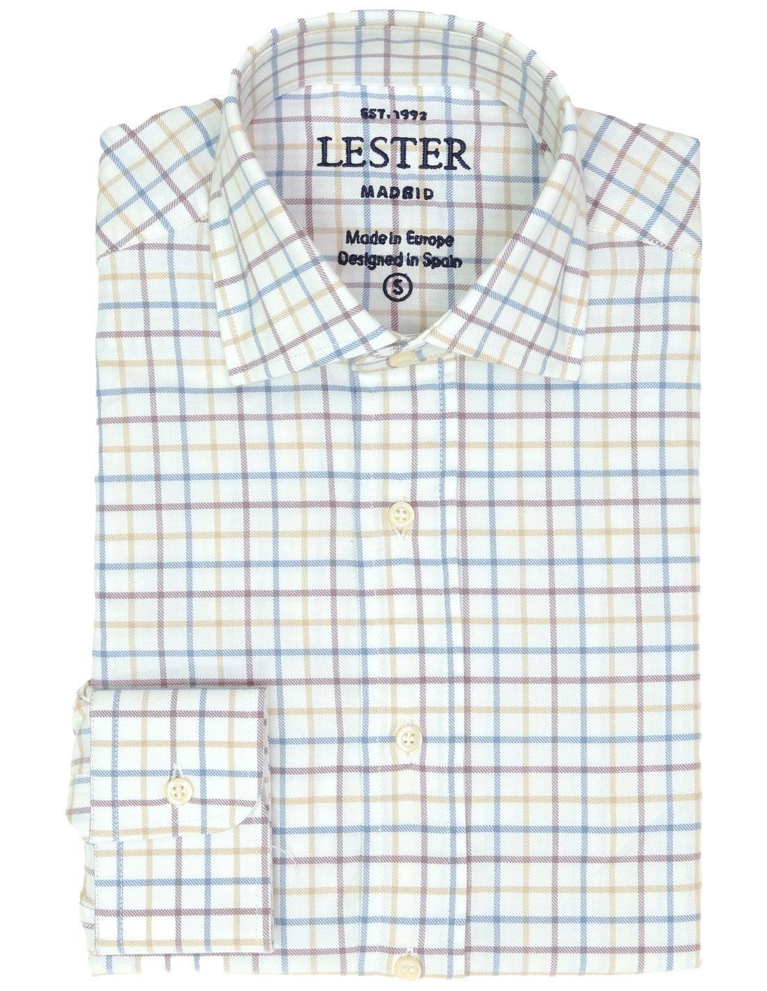 Camisa sport viela cuadro medio Azul/burdeos