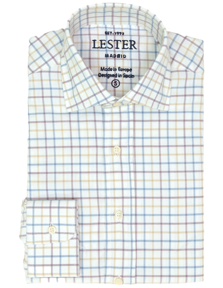 Camisa sport viela cuadro medio Azul/burdeos