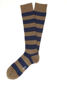 Calcetin lana cashmere rayas Marron/azul