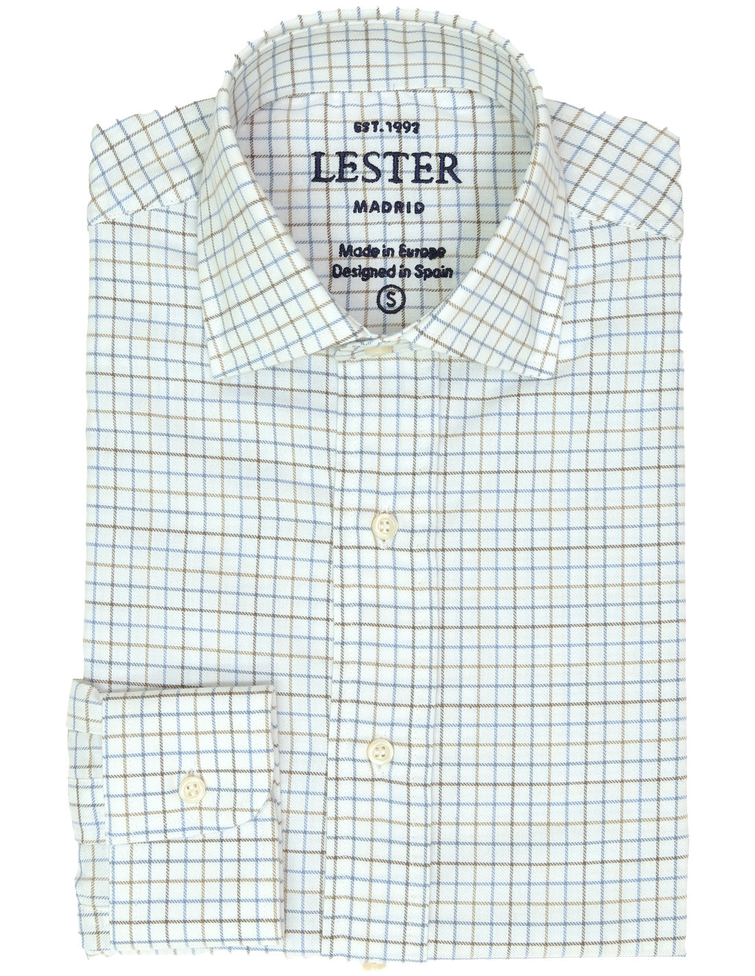 Camisa sport viela cuadro pequeño Azul/beige