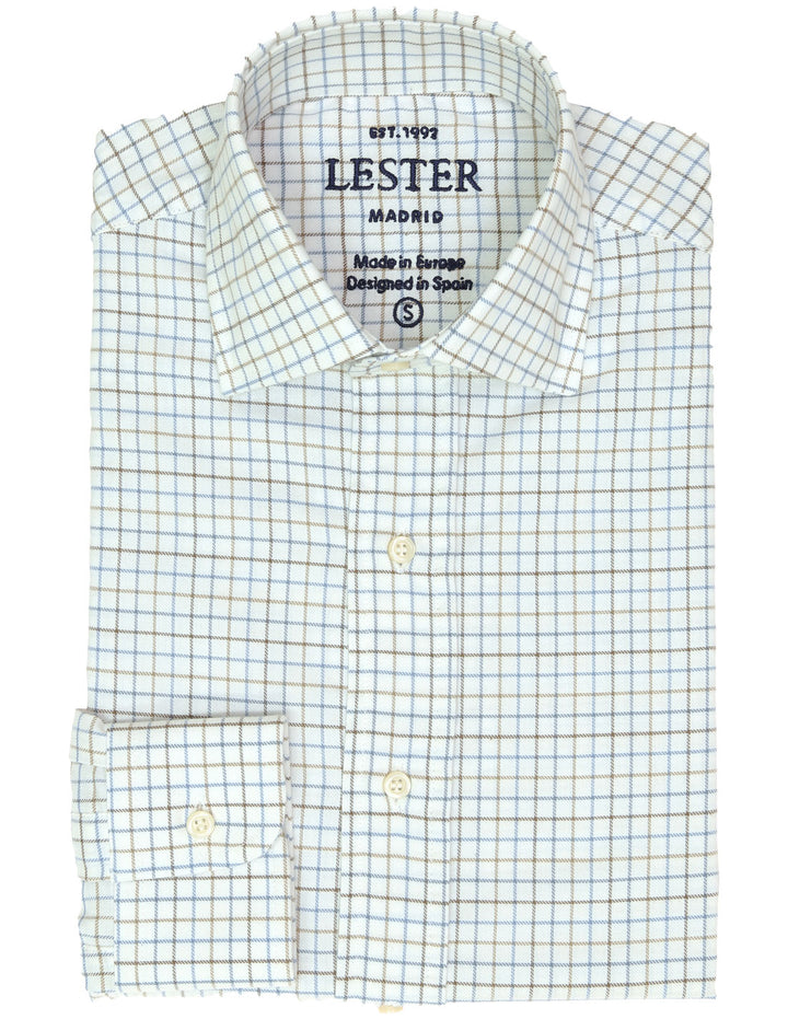 Camisa sport viela cuadro pequeño Azul/beige