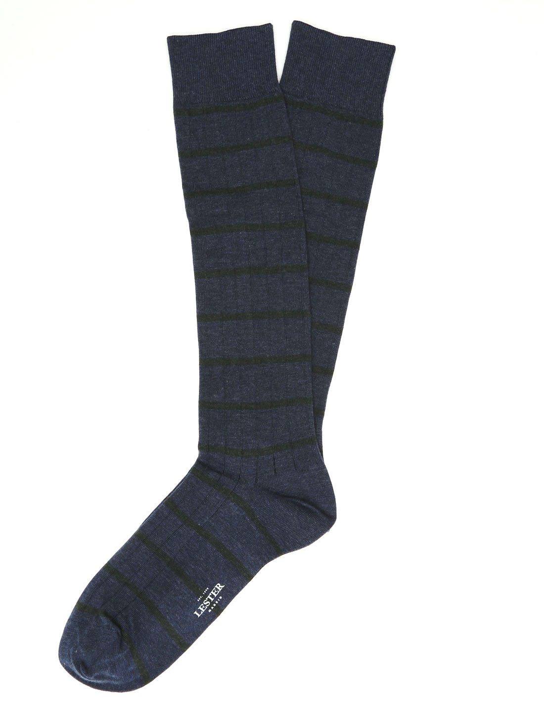 Calcetin algodón raya bicolor Azul/verde