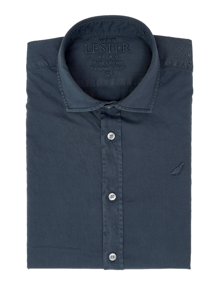 Camisa sarga tintada Azul oscuro