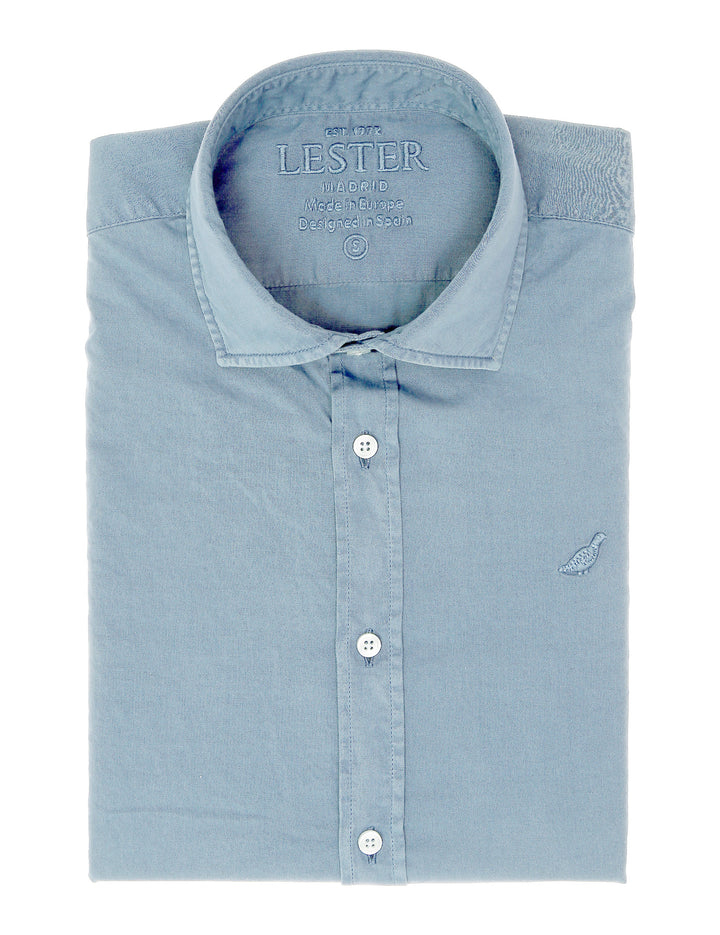 Camisa sarga tintada Azul claro
