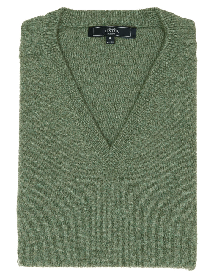 Jersey lana pico Verde claro