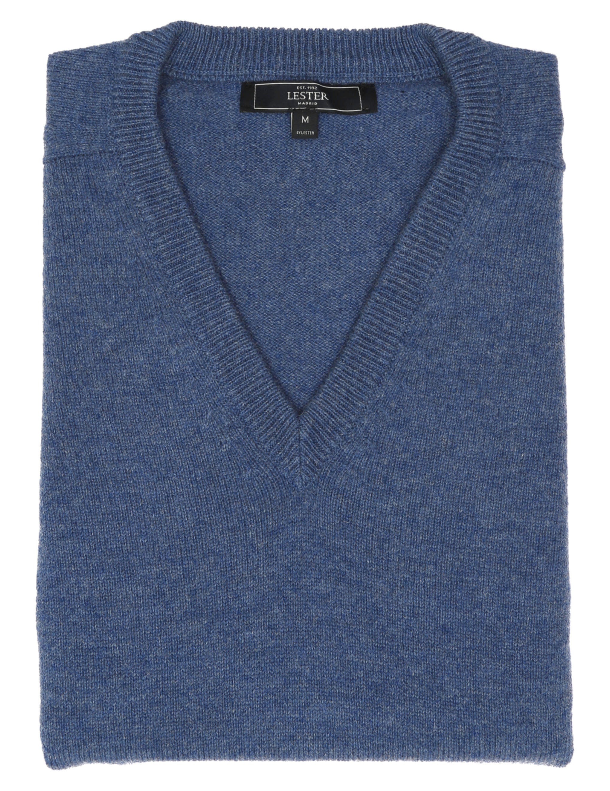 Jersey lana pico Azul medio