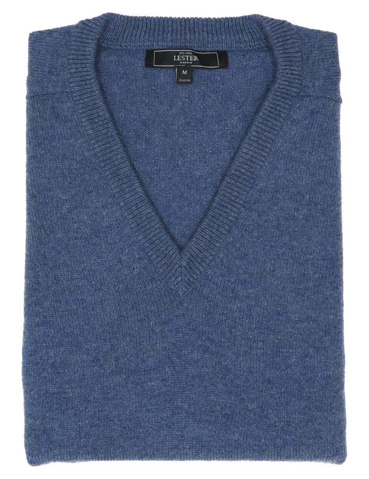 Jersey lana pico Azul medio