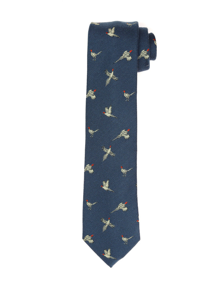 Corbata lana faisan Azul/beige