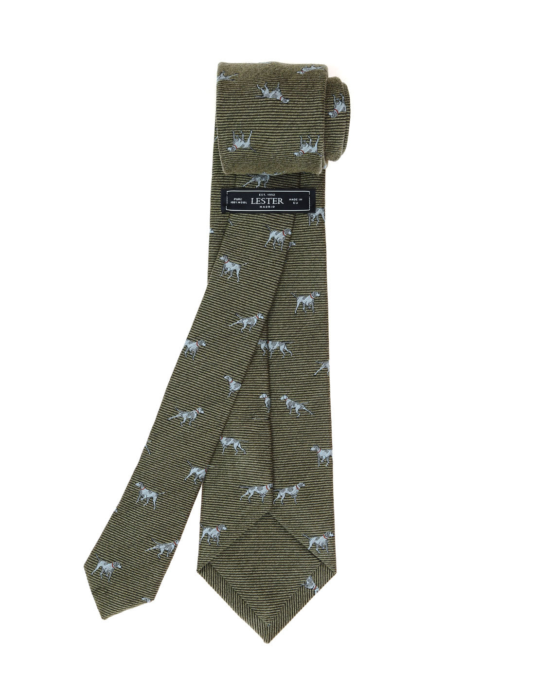 Corbata lana perros Verde