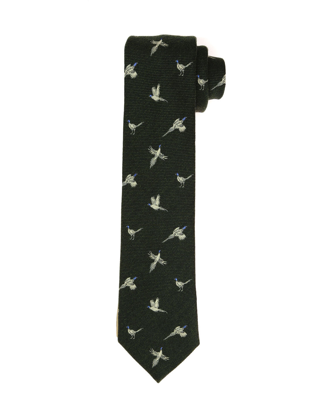 Corbata lana faisan Verde/beige