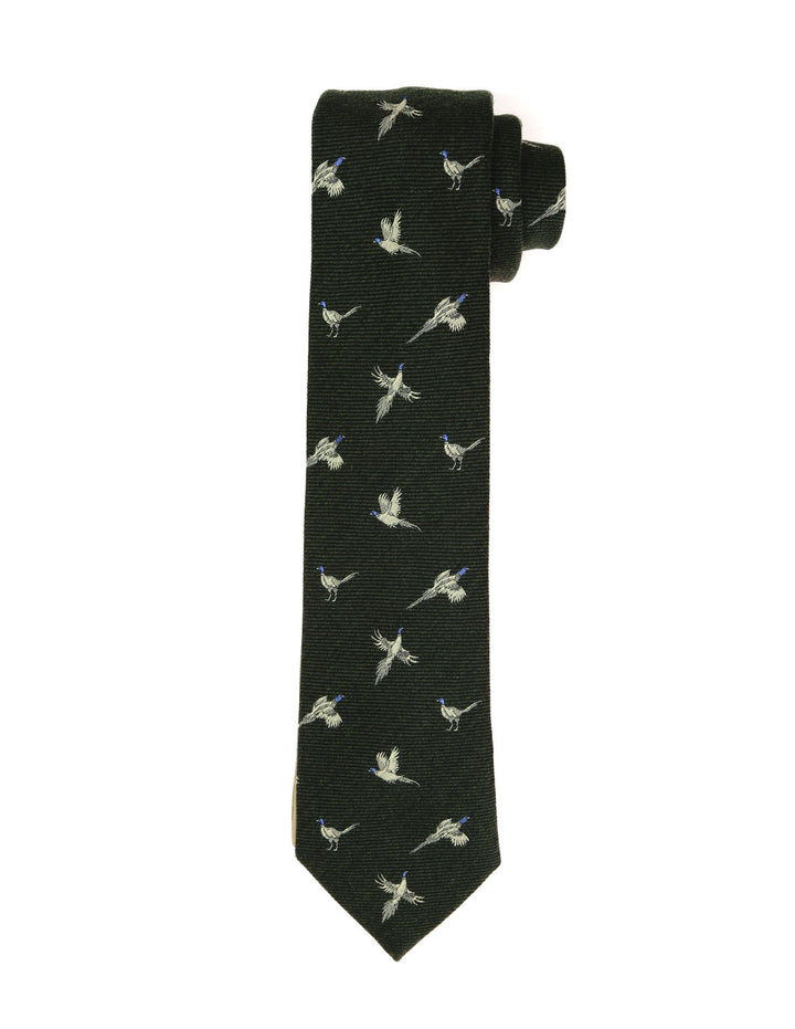 Corbata lana faisan Verde/beige