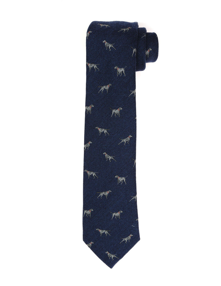 Corbata lana perros Azul/gris
