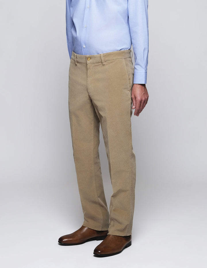 Pantalón chino satén lavado Beige
