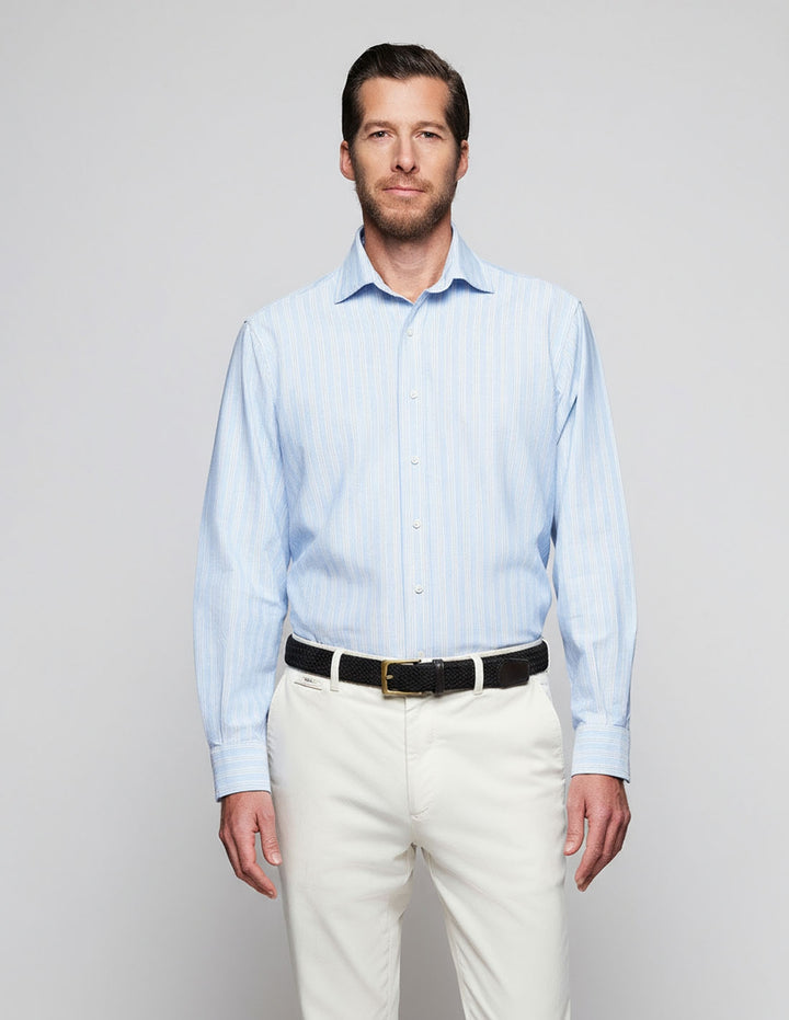 Camisa sport oxford 4 rayas Azul/verde