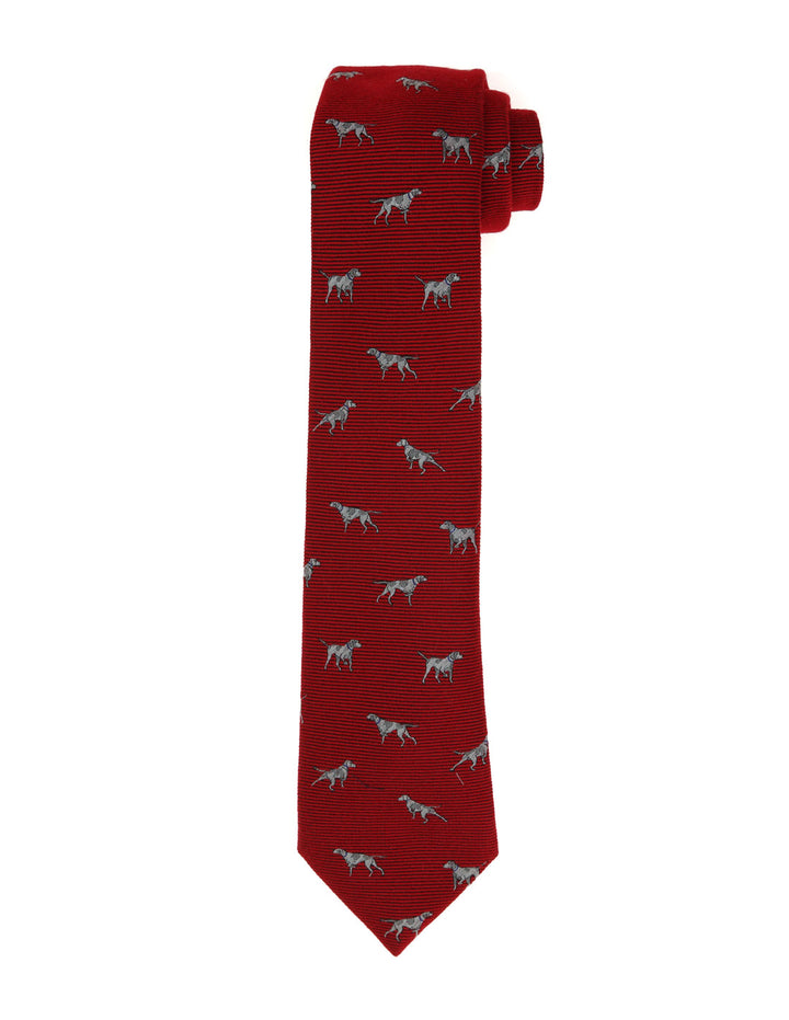 Corbata lana perros Rojo/gris