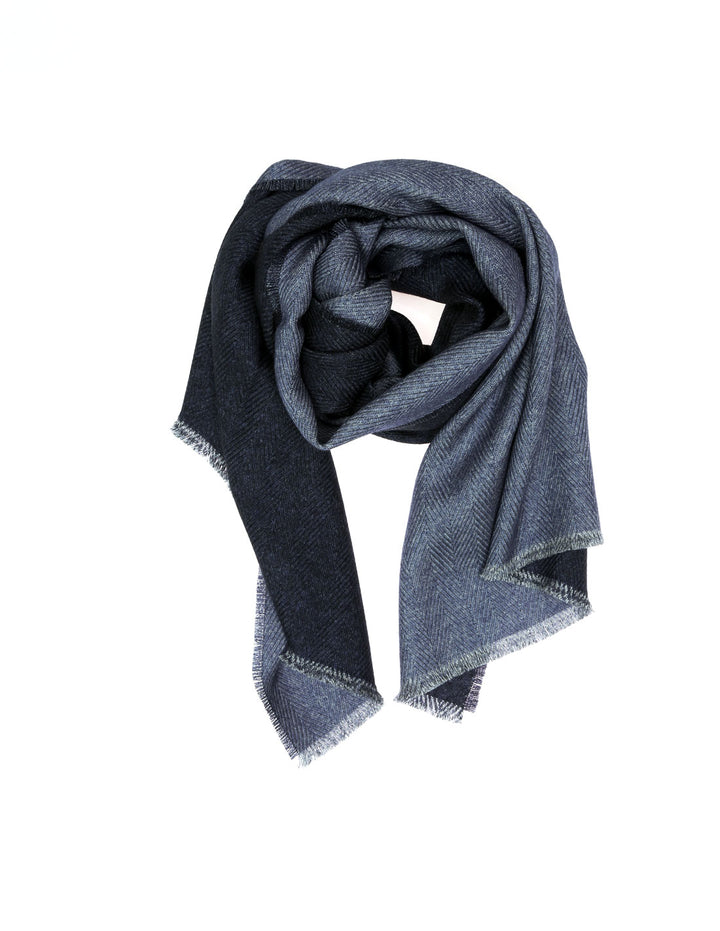 Foulard lana chevrone bicolor Azul/azul claro