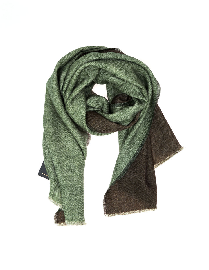 Foulard lana chevrone bicolor Verde/marrón