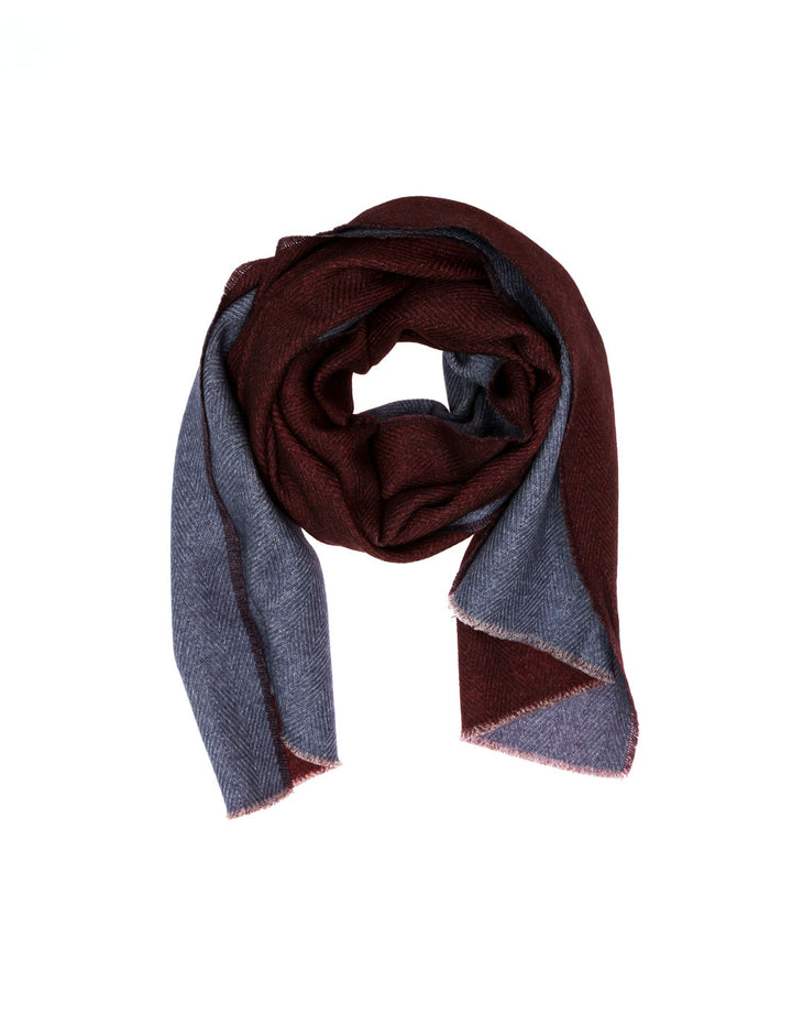 Foulard lana chevrone bicolor Azul claro/burdeos