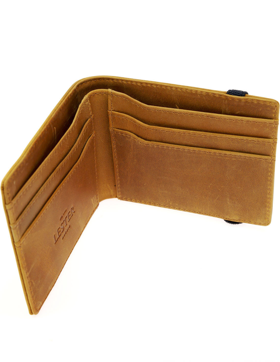 Cartera piel/goma Marrón