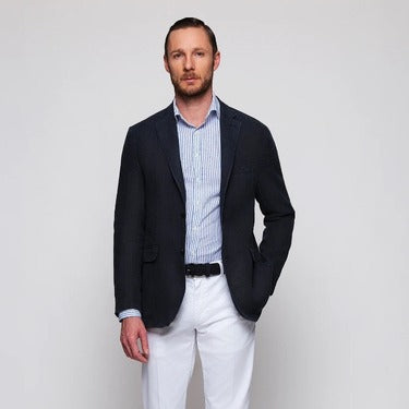Look Chaqueta Lino Azul Marino