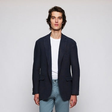 Look Chaqueta Lino Marino