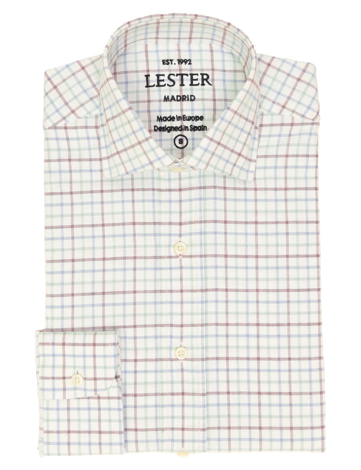 Camisa sport viela fil a fil Azul/burdeos